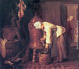 Jean Baptiste Simeon Chardin Famous Paintings - Woman at the Water Cistern